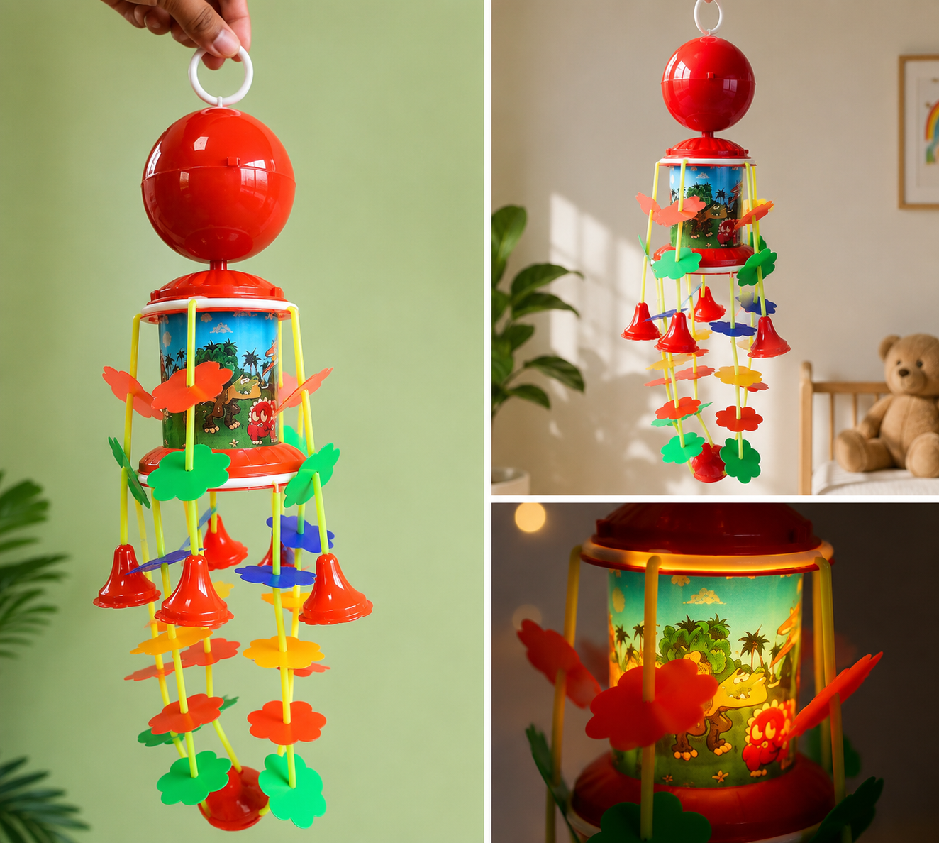 Musical Merry Go Round Automatic Toy Jhoomer |Colorful Baby Musical Hanging Toy | Easy Hanging Hook | Battery Operated | Safe Plastic Toy for Nursery