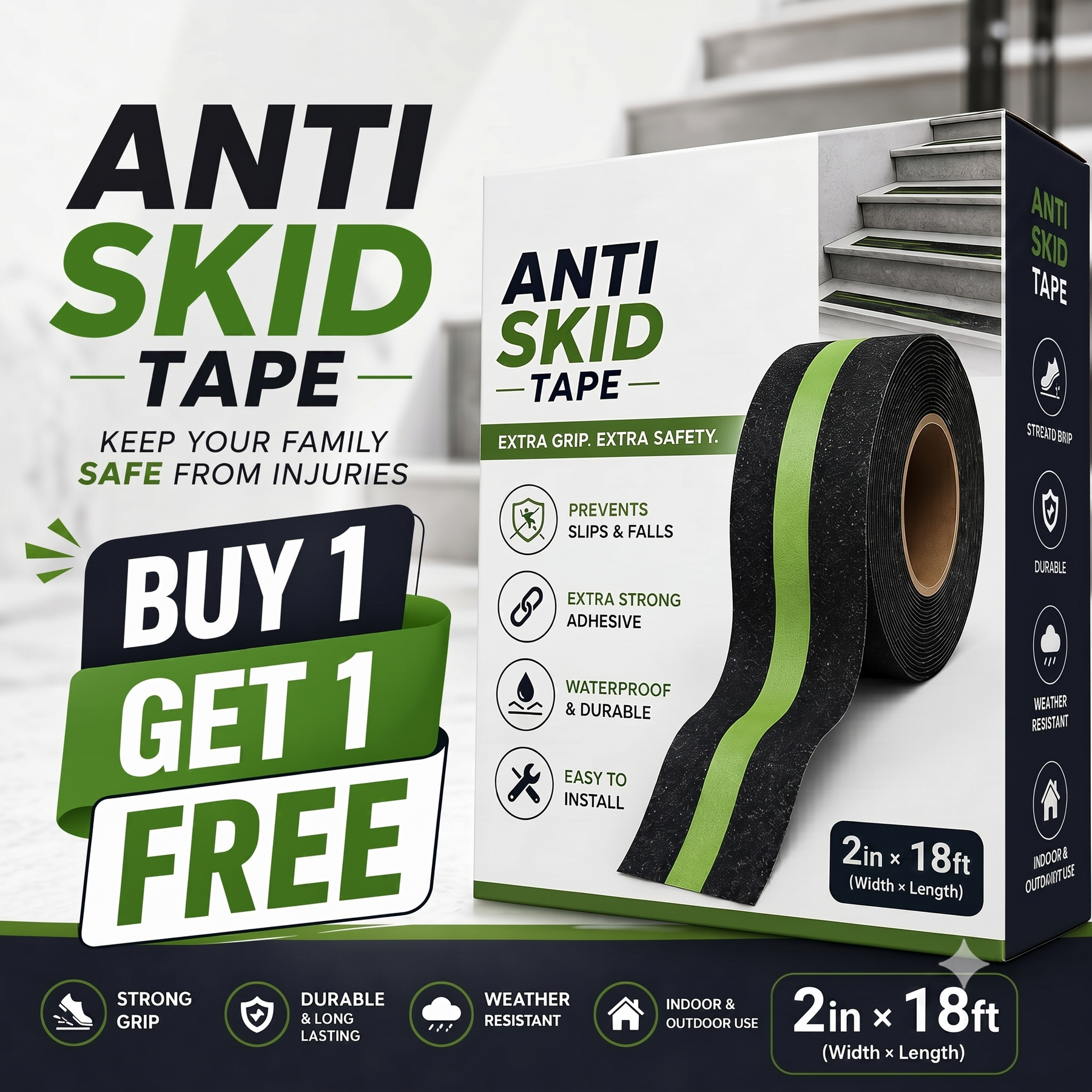 Anti Skid Tape Glow In The Dark | 🔥BUY 1 GET 1 FREE🔥
