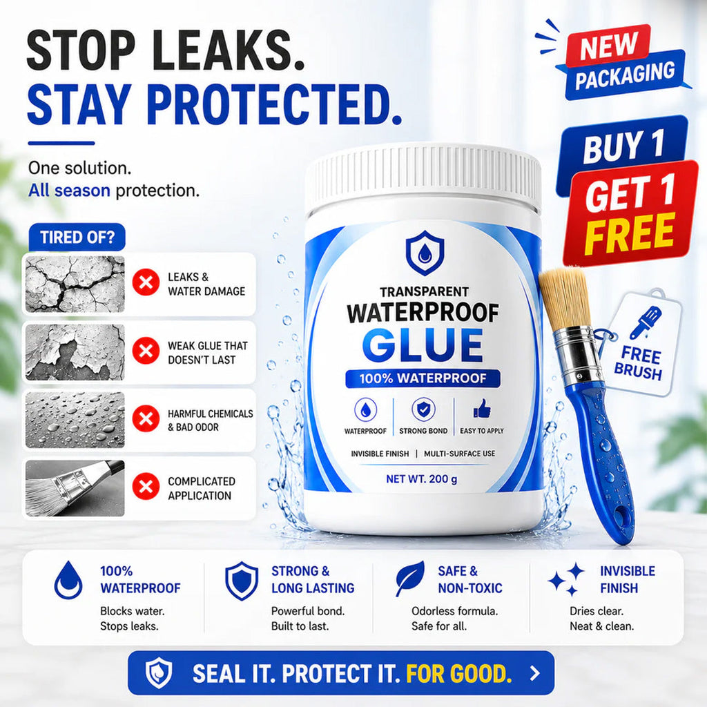 Transparent Waterproof Glue with Free Brush, (Buy 1 Get 1 Free )