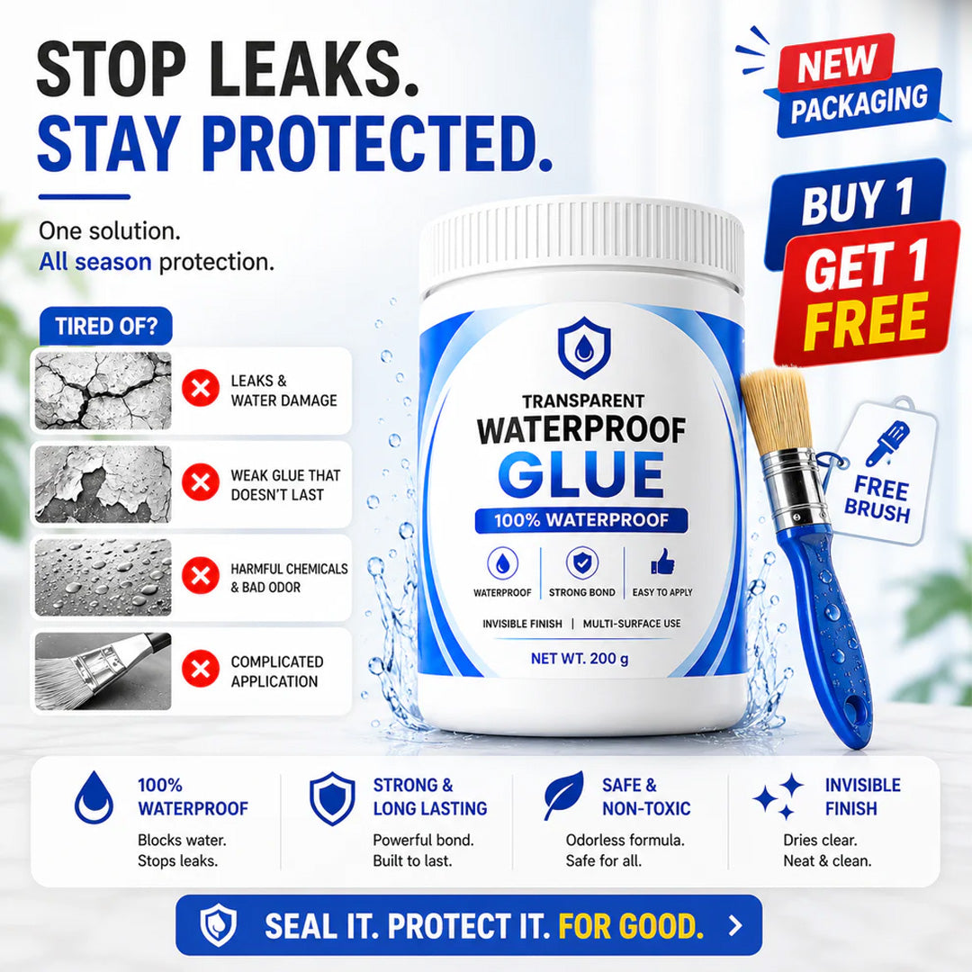 Transparent Waterproof Glue with Free Brush, (Buy 1 Get 1 Free )