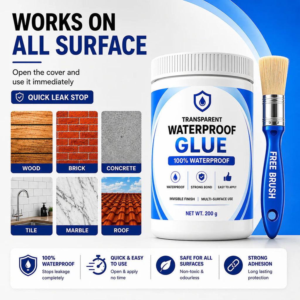 Transparent Waterproof Glue with Free Brush, (Buy 1 Get 1 Free )