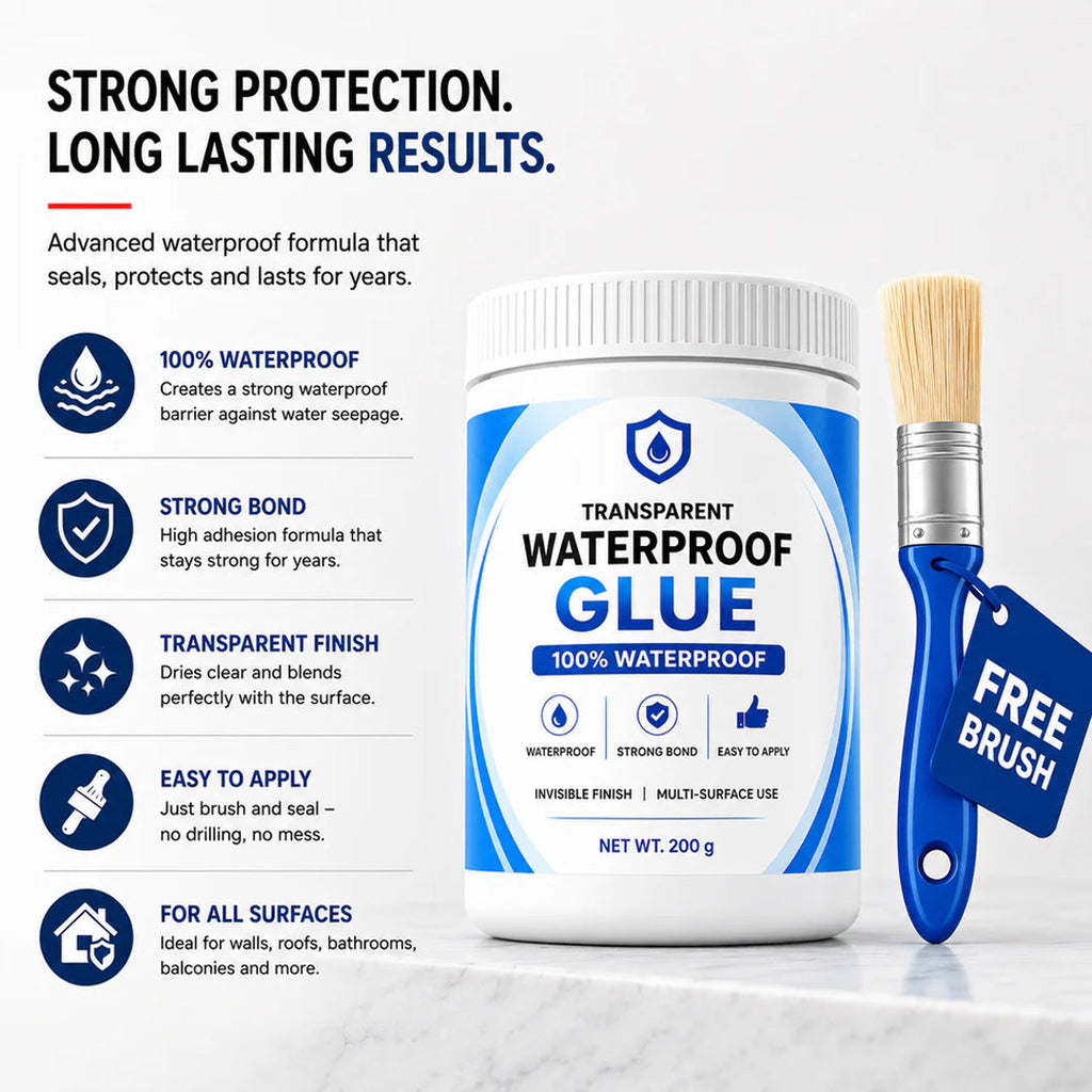 Transparent Waterproof Glue with Free Brush, (Buy 1 Get 1 Free )