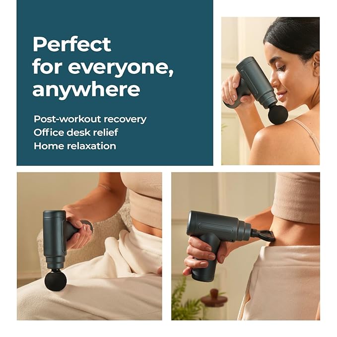 Deep Tissue Relaxation Gun Massager for Pain Relief | 4 Massage Heads