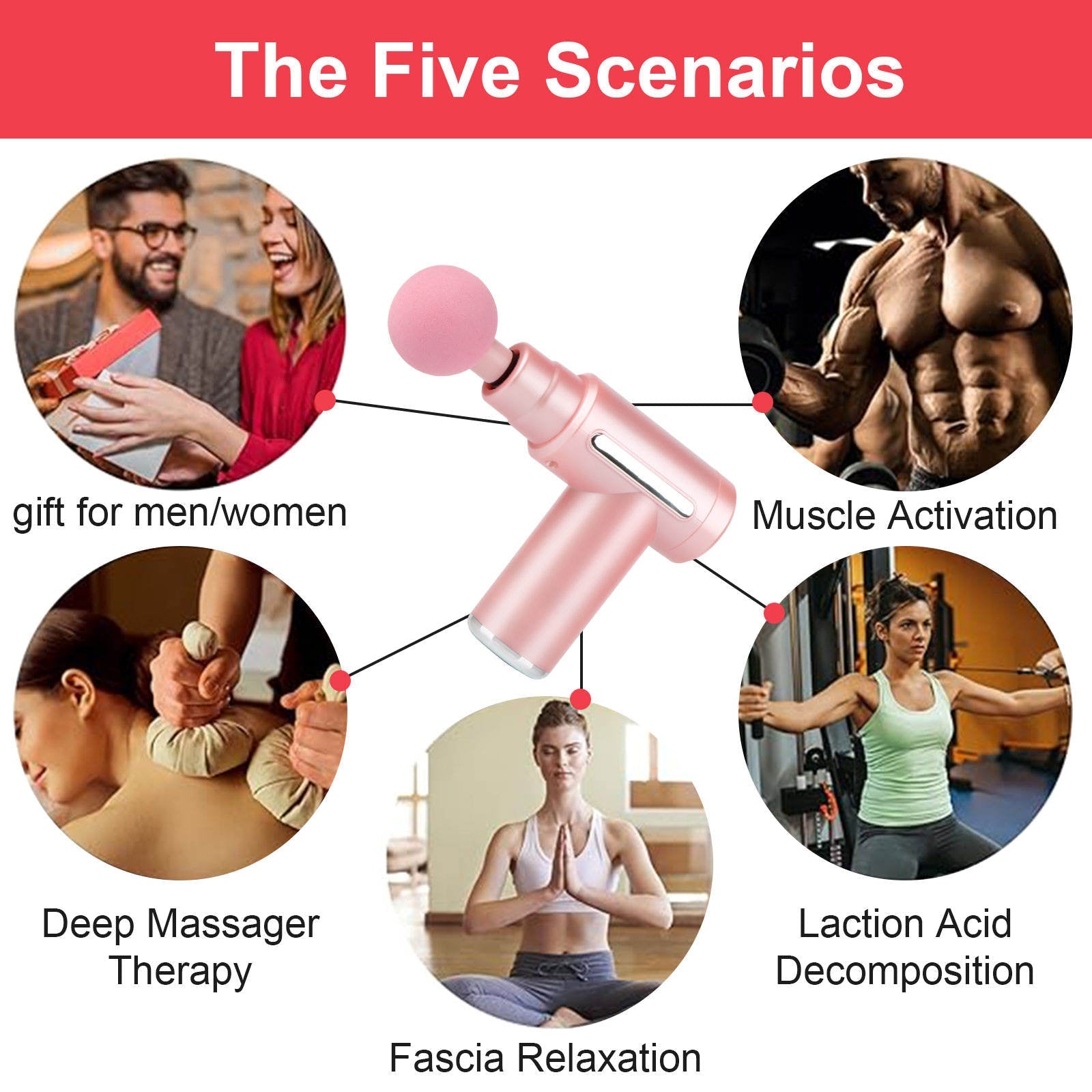 Deep Tissue Relaxation Gun Massager for Pain Relief | 4 Massage Heads
